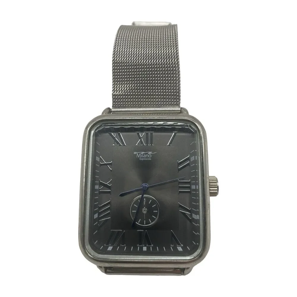 Milano Expressions Mesh Band Men's Silver Tone Watch 4970 Needs Battery